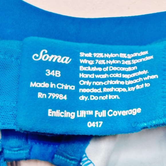 {Soma} "Enticing Lift Unlined Full Coverage Bra" Lace Floral Sexy Feminine - Picture 4 of 4